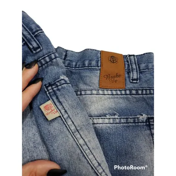 Brake Up Jeans | Cuffed High Waisted Jean Shorts | Size 36 (Sz 6 US) - Picture 5 of 5